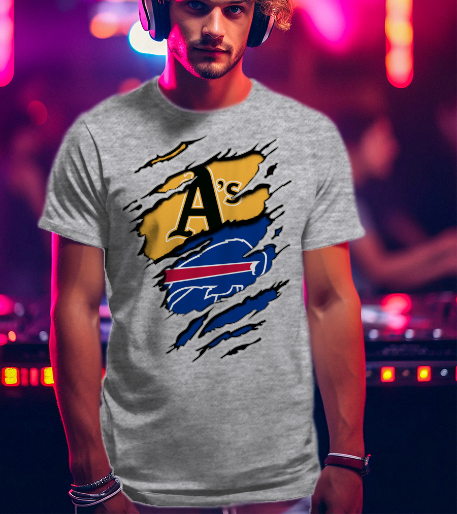 Buffalo Bills Oakland Athletics Mashup Tear T-Shirt