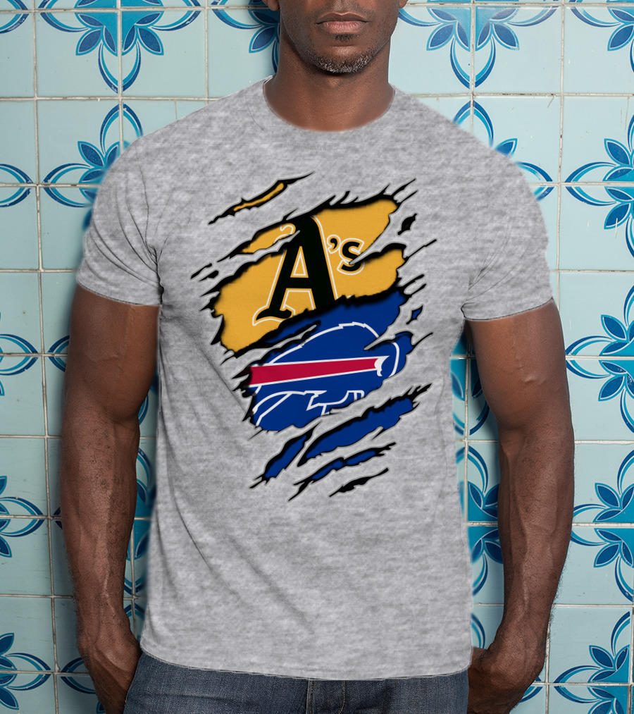 Buffalo Bills Oakland Athletics Mashup Tear T-Shirt