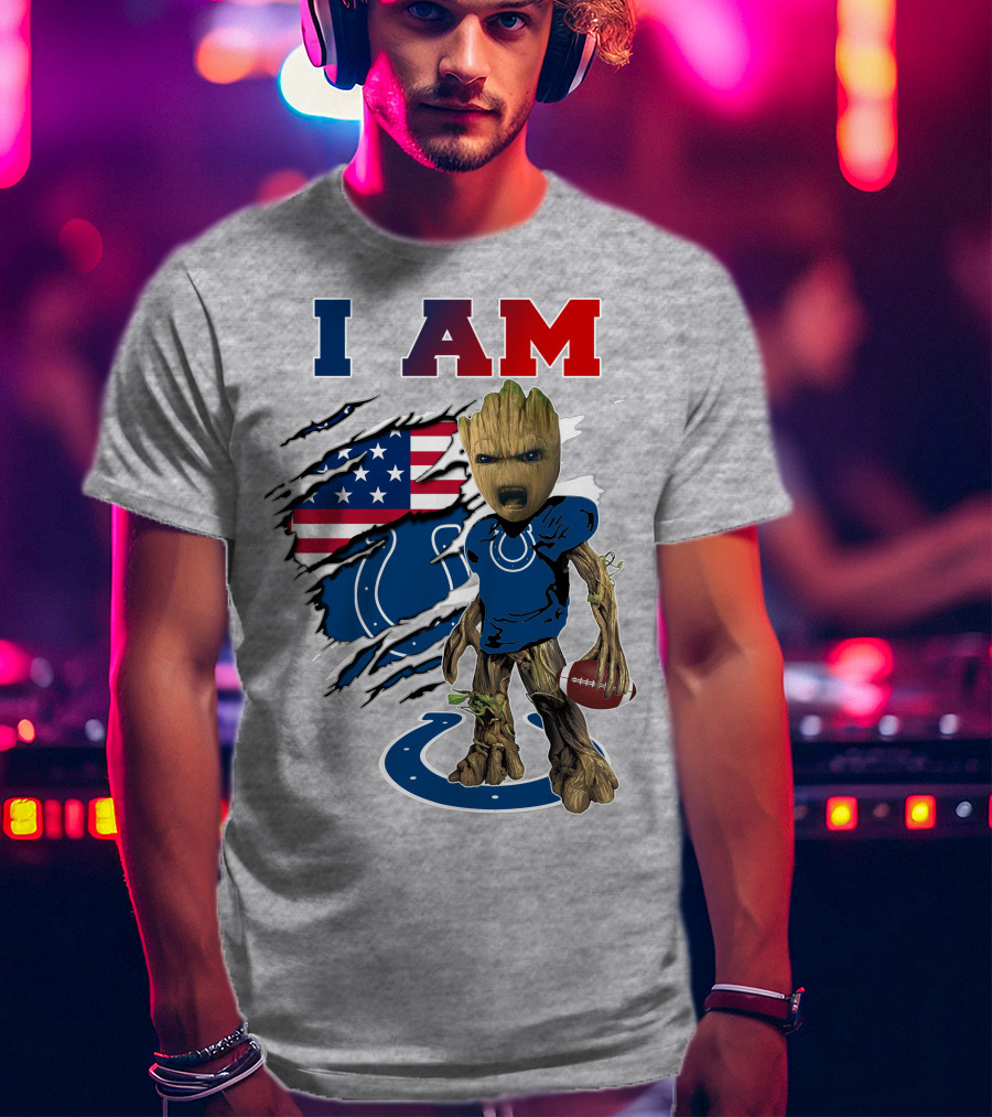 I Am Groot Colts NFL Football USA Flag T-Shirt