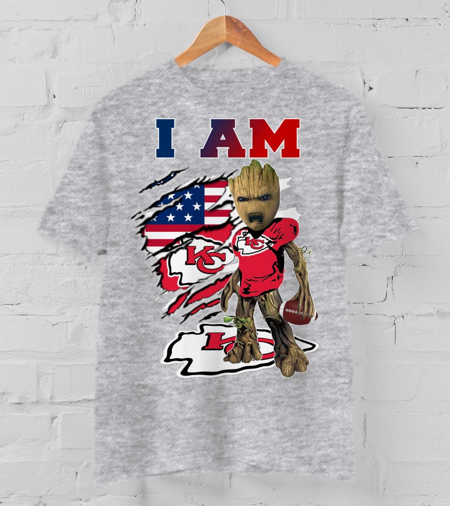 I Am Kc Chiefs Groot Football Usa Flag T-Shirt
