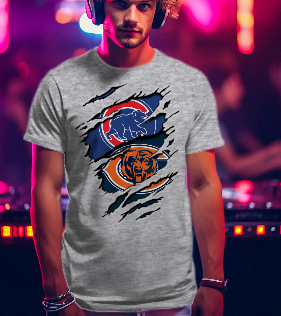 Chicago Cubs Chicago Bears Combining Logos T-Shirt