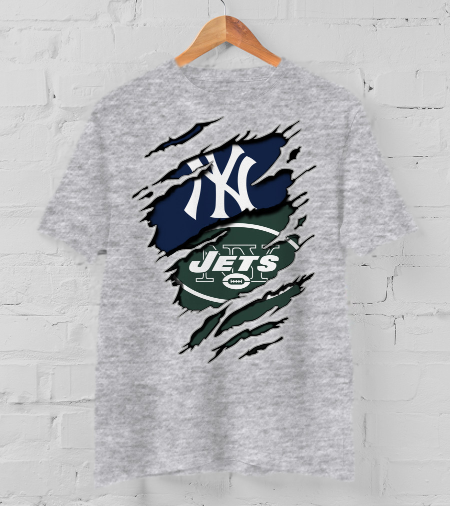 Yankees Jets Logo Mashup Sports T-Shirt