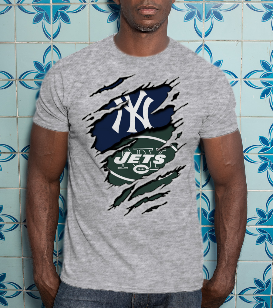 Yankees Jets Logo Mashup Sports T-Shirt
