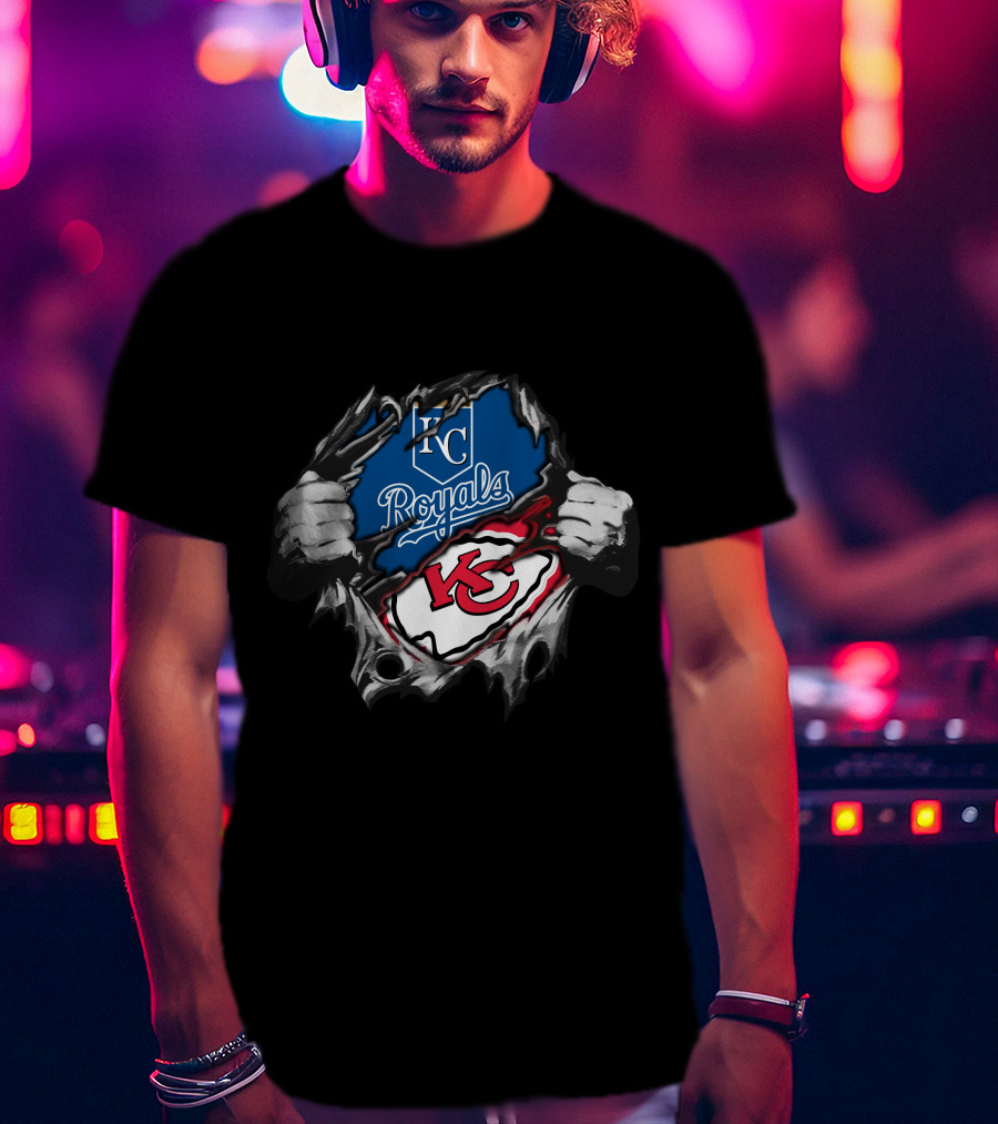 Kansas City Royals Chiefs KC Logo Fan Fusion T-Shirt