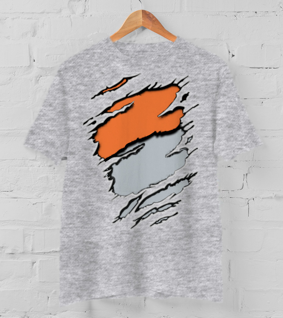 Raiders Giants 13 Orange Gray Ripped Texture T-Shirt