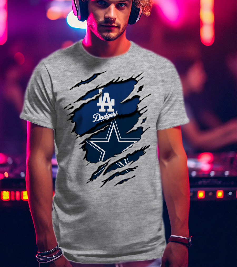 Los Angeles Dodgers Dallas Cowboys Logo Fusion T-Shirt