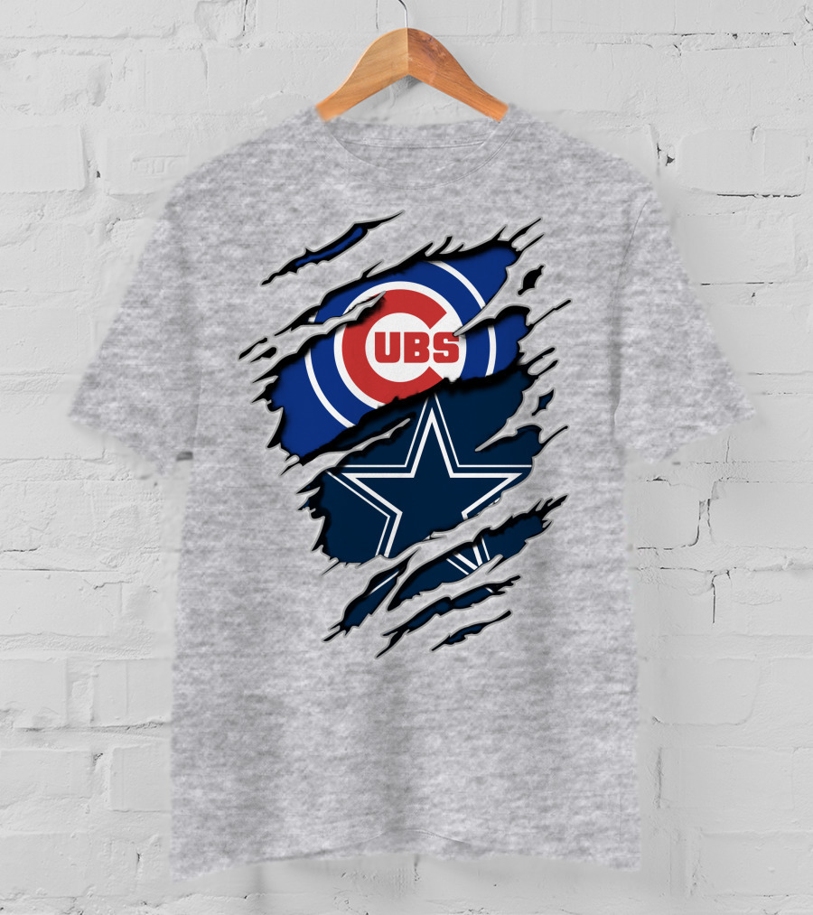 Cubs And Cowboys Fan Symbol Fusion T-Shirt