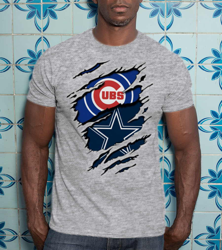 Cubs And Cowboys Fan Symbol Fusion T-Shirt