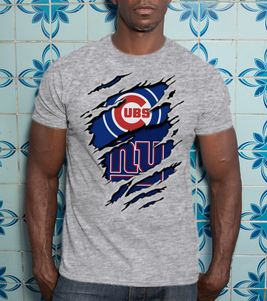 Cubs Giants Logo Fusion Ripped T-Shirt