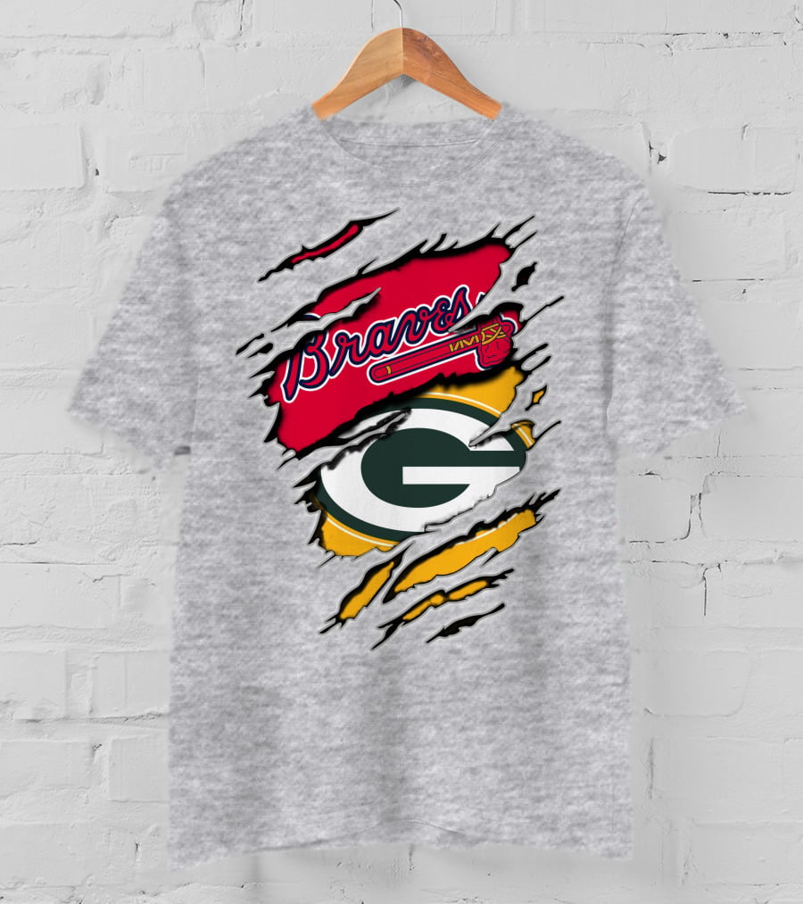 Braves Packers Torn Logo Mashup T-Shirt