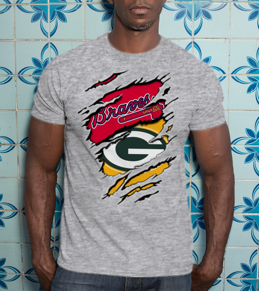 Braves Packers Torn Logo Mashup T-Shirt
