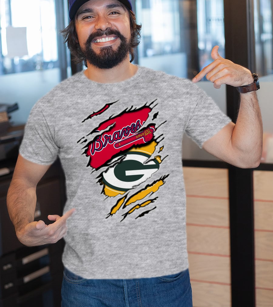 Braves Packers Torn Logo Mashup T-Shirt