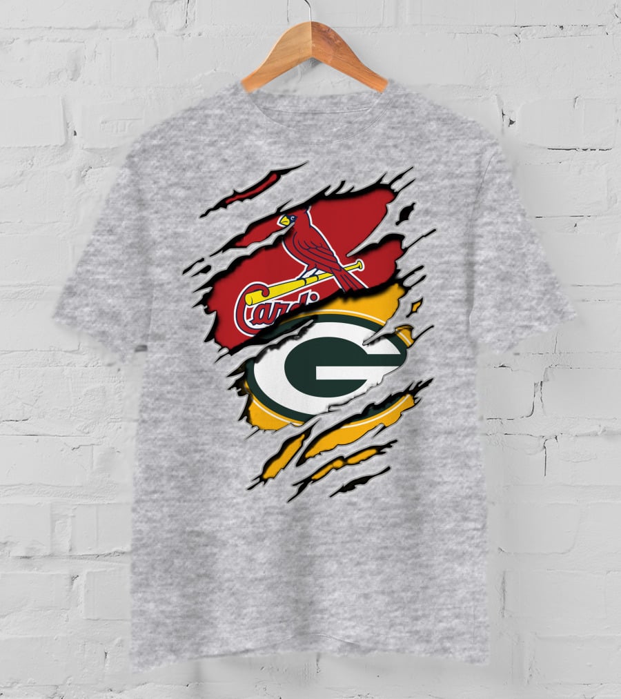 Packers Cardinals Torn Logo Mashup T-Shirt