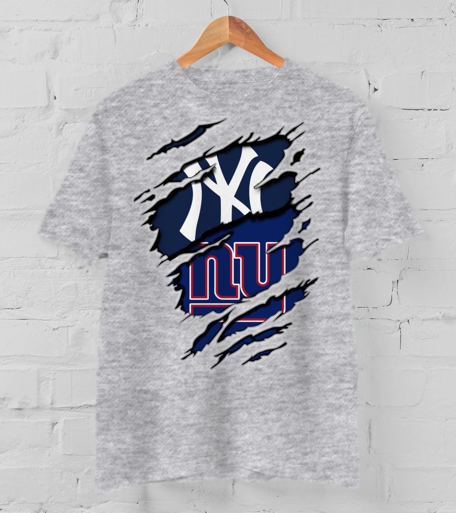 Yankees NY Giants Torn Logo Crossover T-Shirt