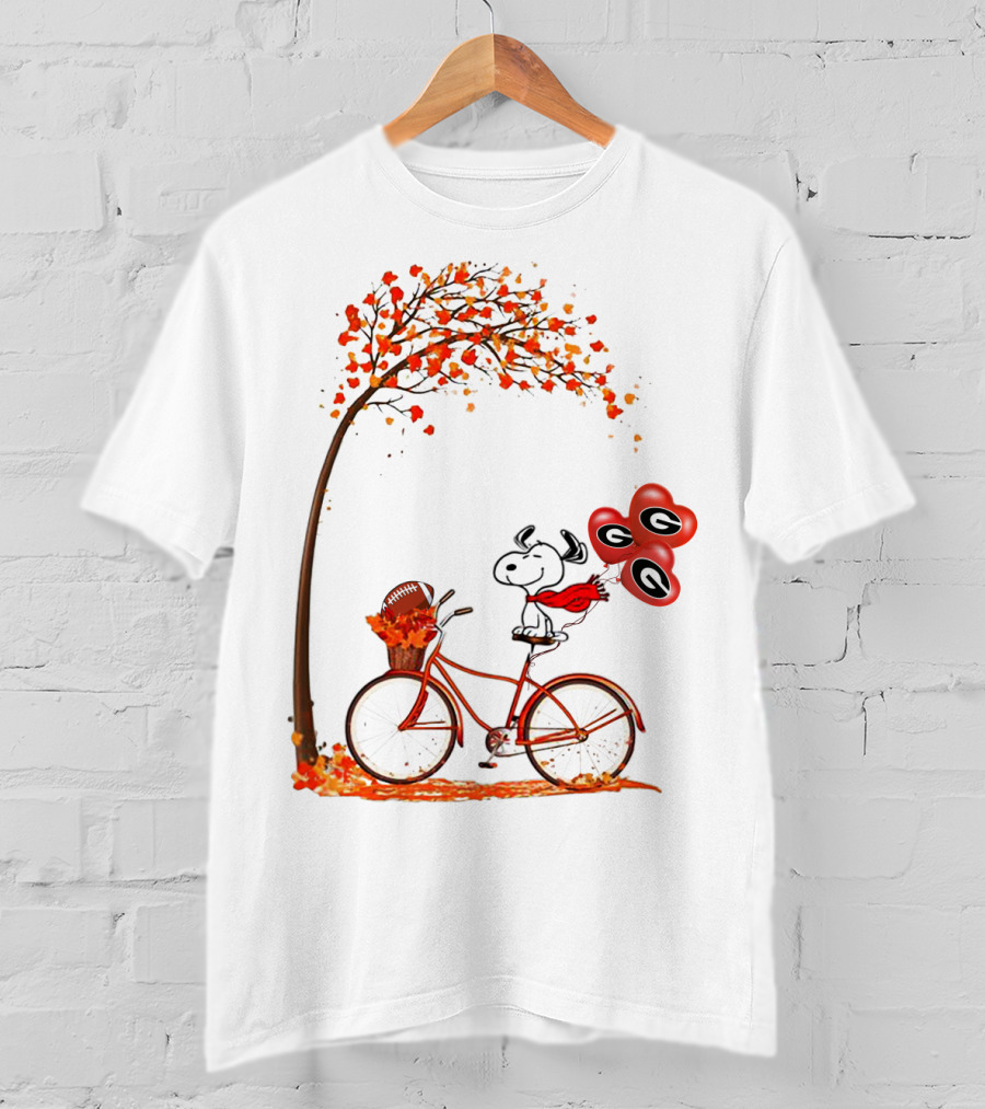 Snoopy Georgia Football Fall Bicycle Balloons T-Shirt