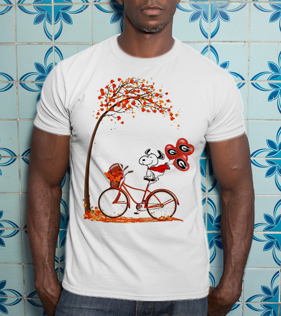 Snoopy Georgia Football Fall Bicycle Balloons T-Shirt