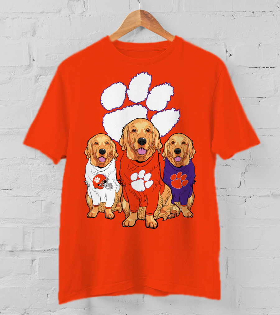 Clemson Tigers Golden Retrievers Trio T-Shirt