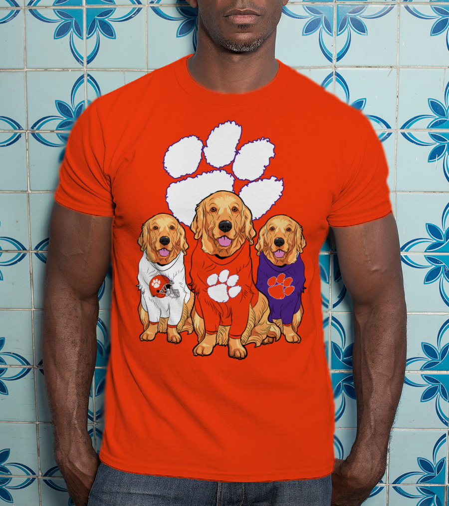 Clemson Tigers Golden Retrievers Trio T-Shirt