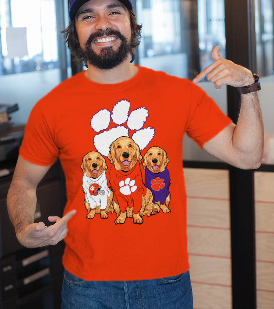 Clemson Tigers Golden Retrievers Trio T-Shirt