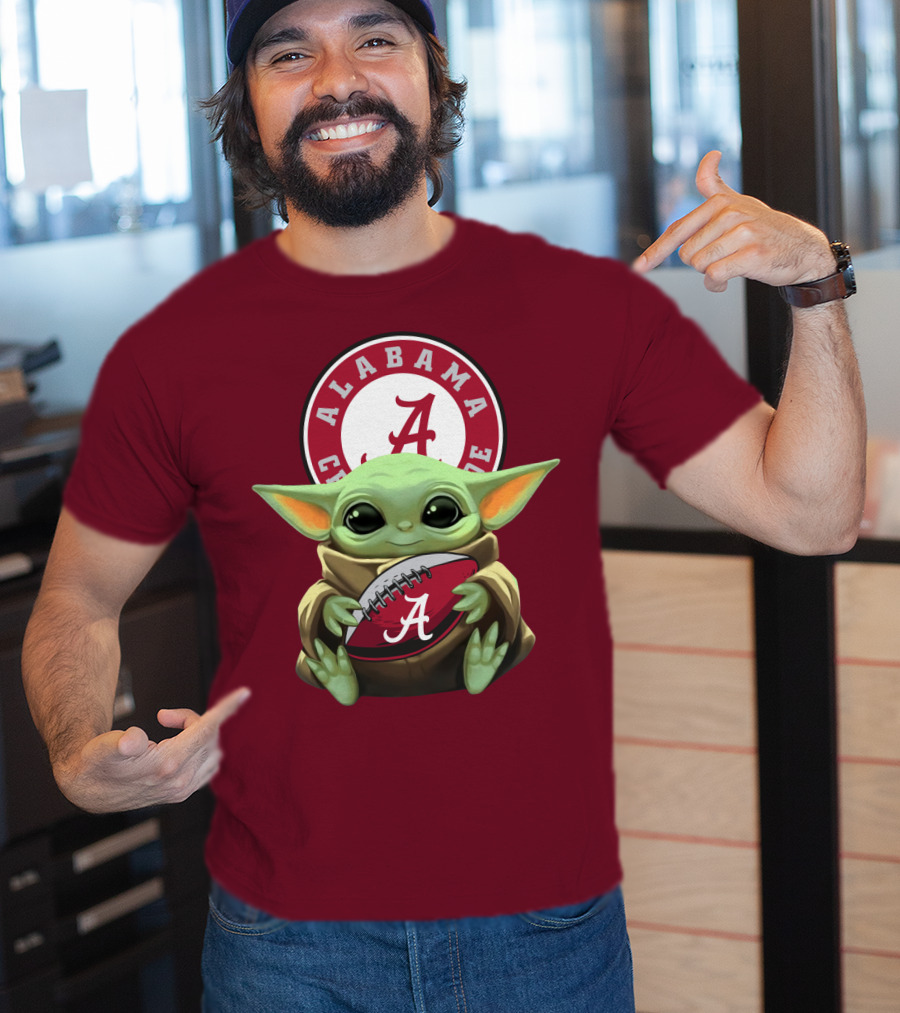 Baby Yoda Alabama Crimson Tide Football Fan T-Shirt