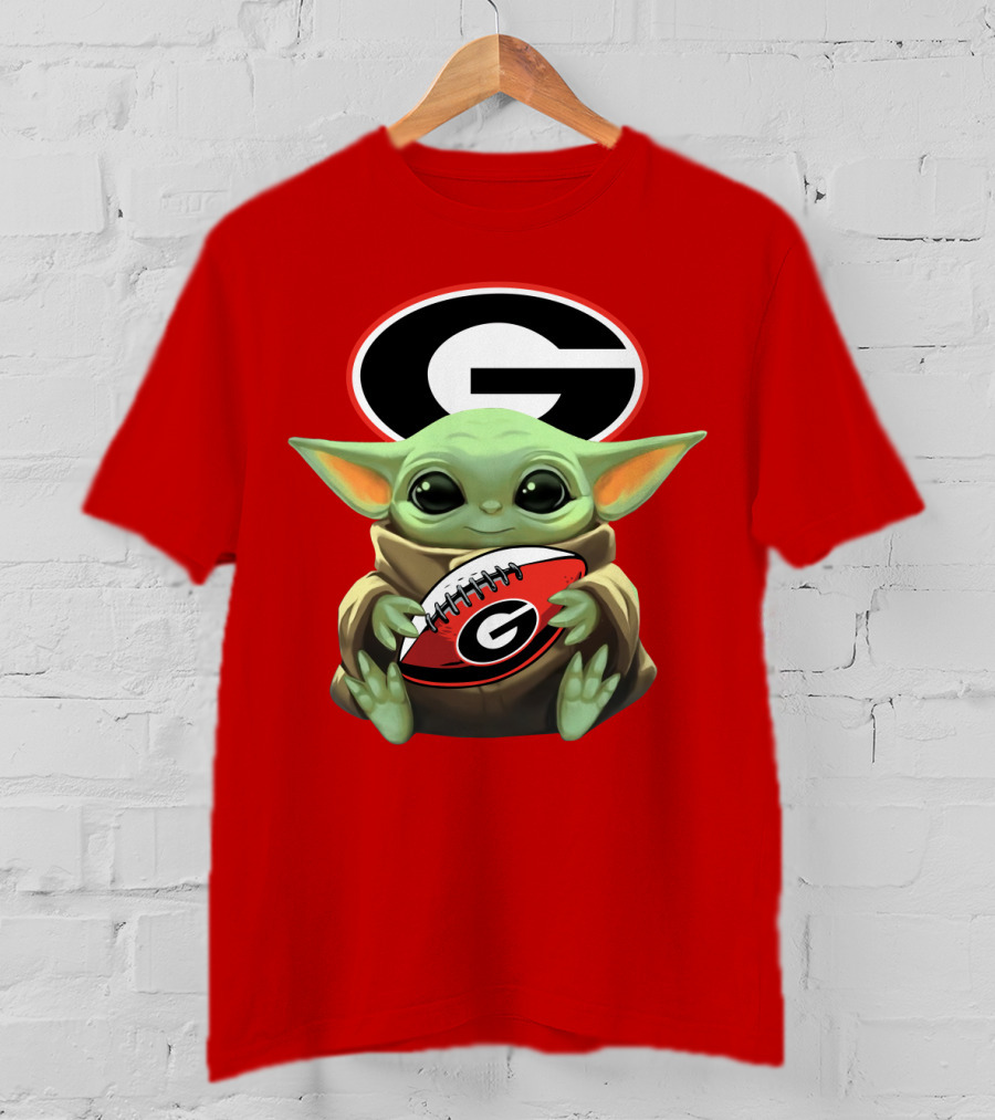 Baby Yoda Georgia Bulldogs Football Fan T-Shirt