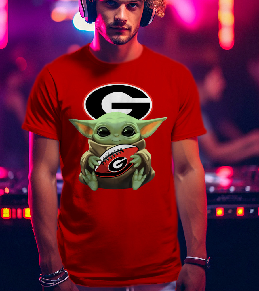 Baby Yoda Georgia Bulldogs Football Fan T-Shirt