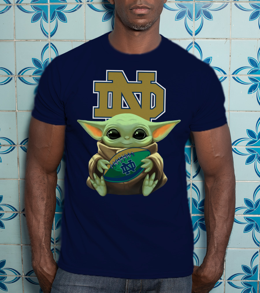 Baby Yoda Notre Dame Football Fan T-Shirt