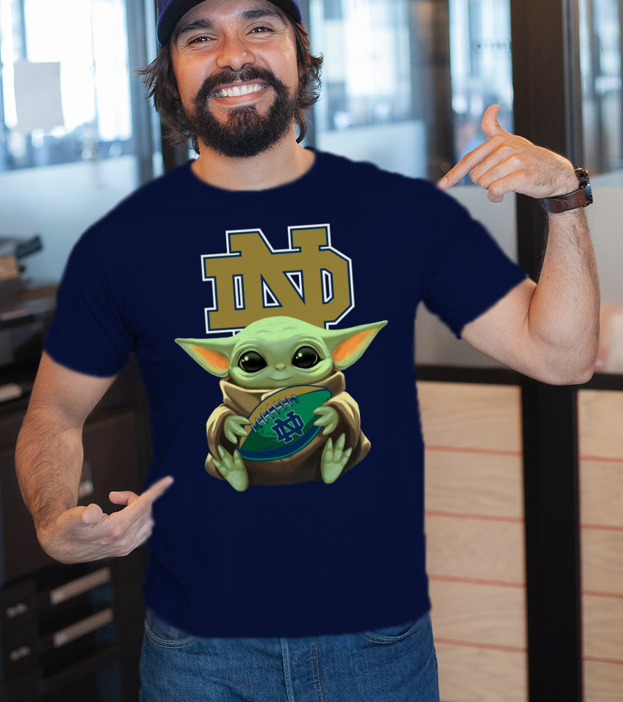 Baby Yoda Notre Dame Football Fan T-Shirt