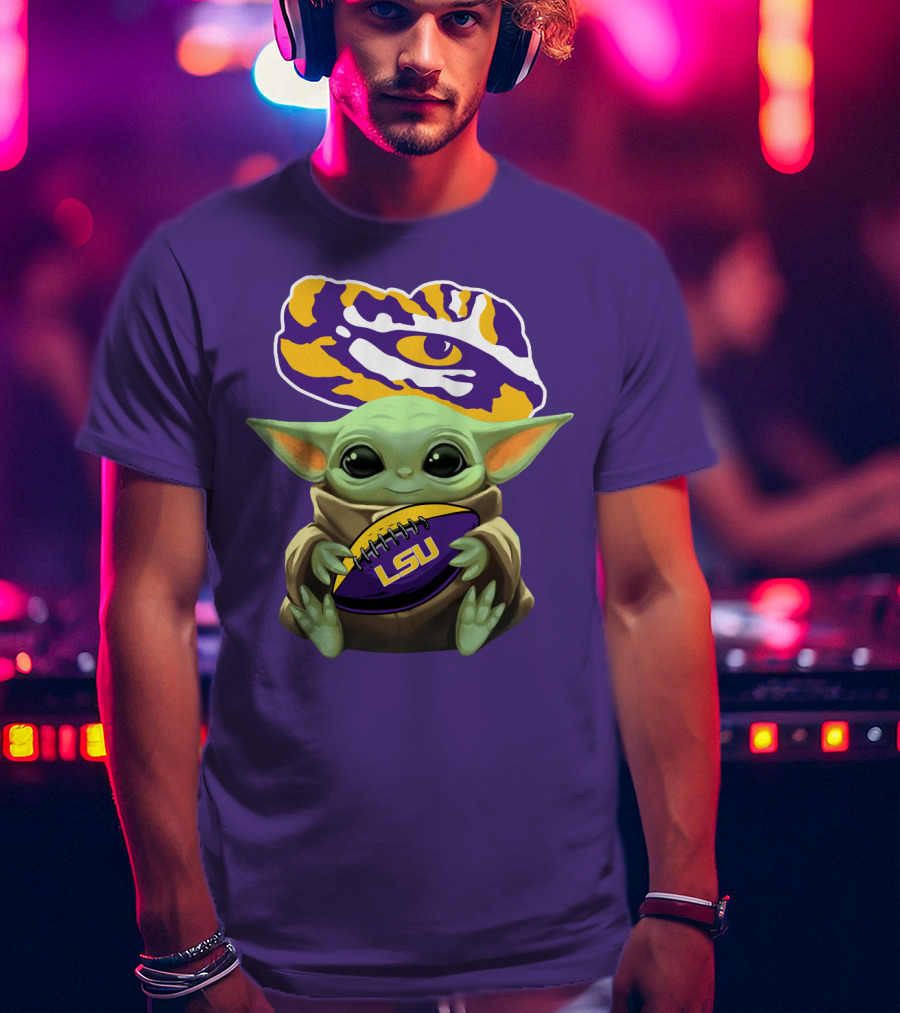 Baby Yoda Lsu Tigers Football Tiger Eye T-Shirt