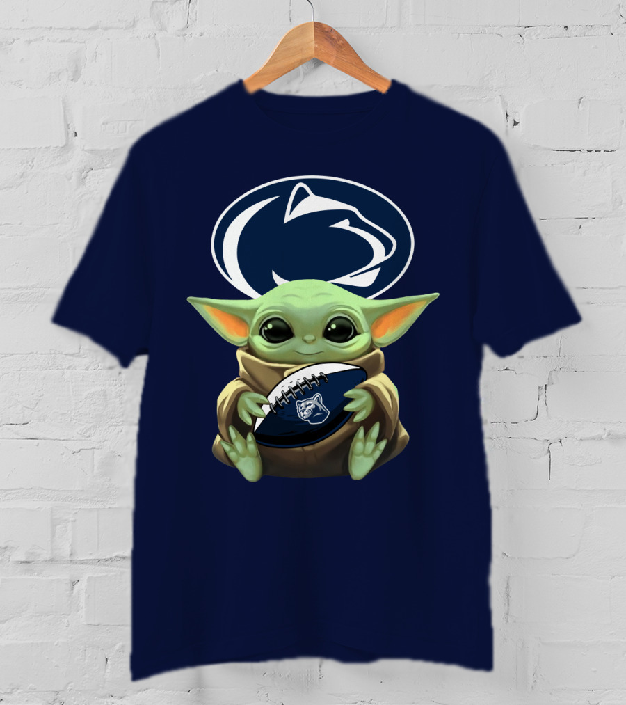 Baby Yoda Nittany Lions Football Fan T-Shirt
