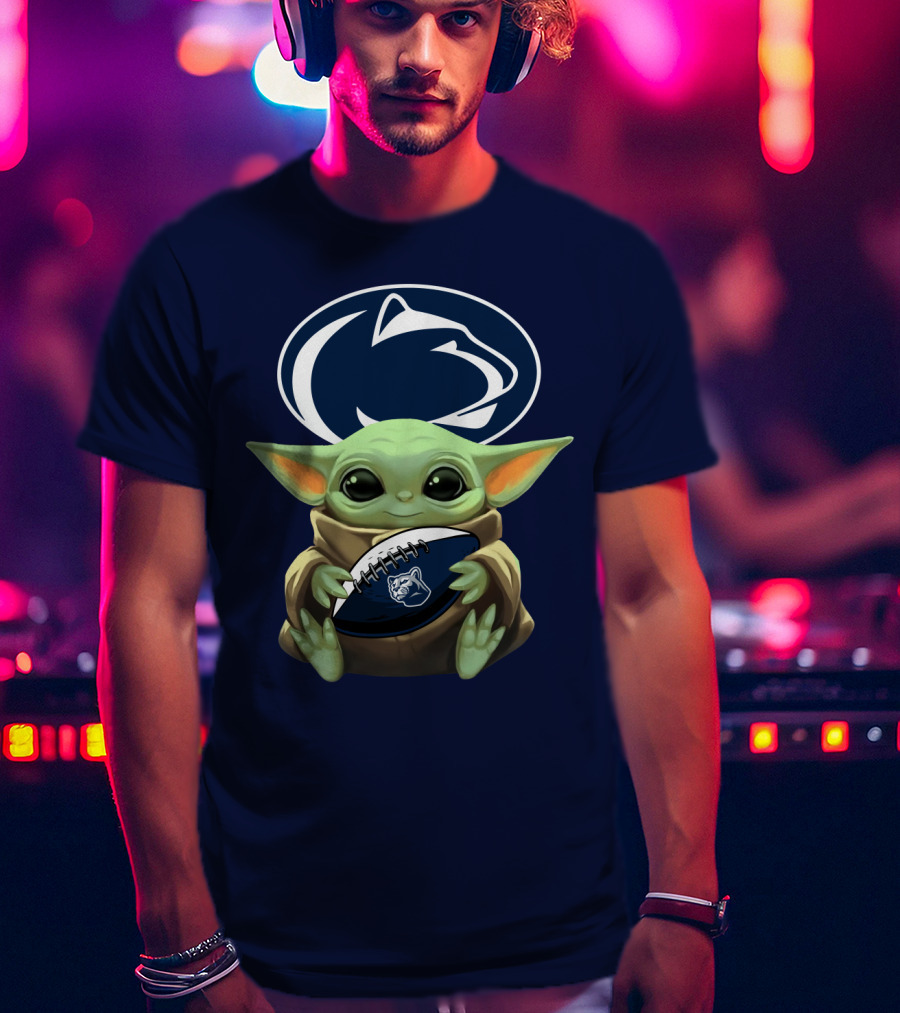 Baby Yoda Nittany Lions Football Fan T-Shirt