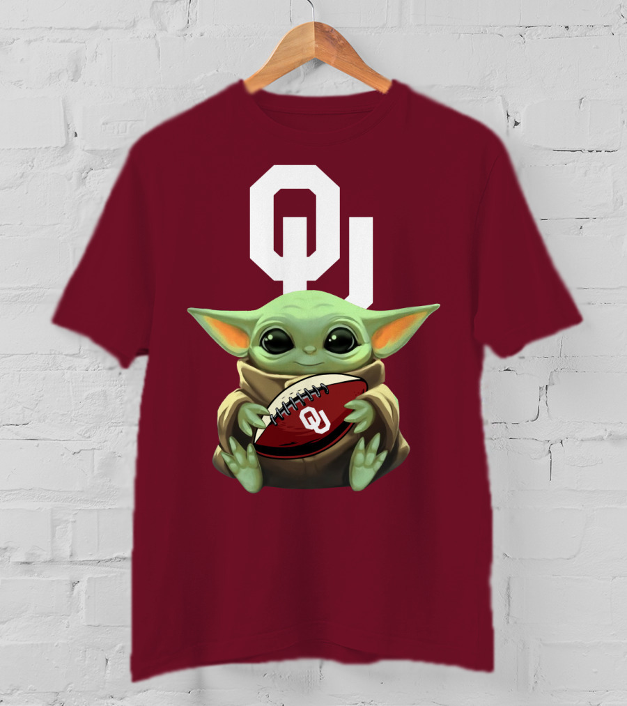 OU Sooners Baby Yoda Football T-Shirt