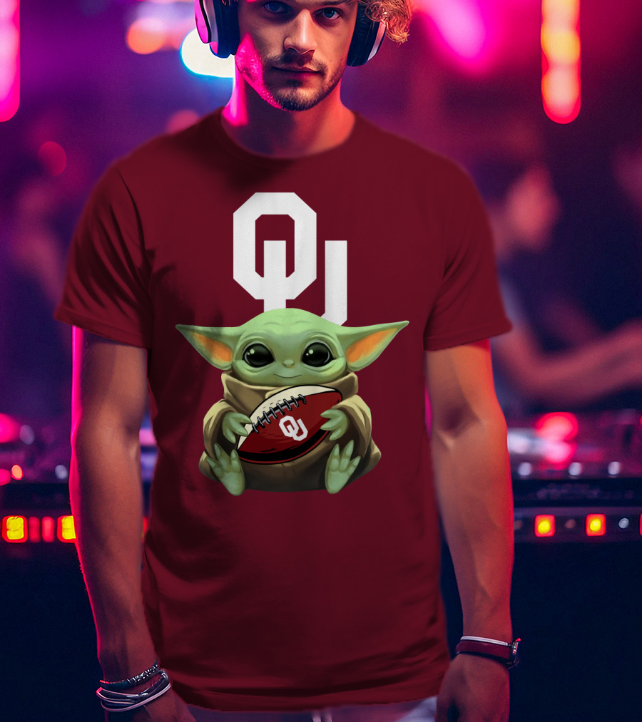 OU Sooners Baby Yoda Football T-Shirt