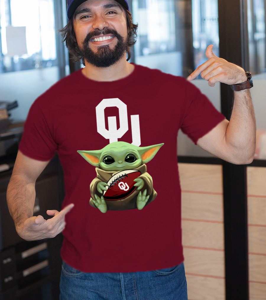 OU Sooners Baby Yoda Football T-Shirt
