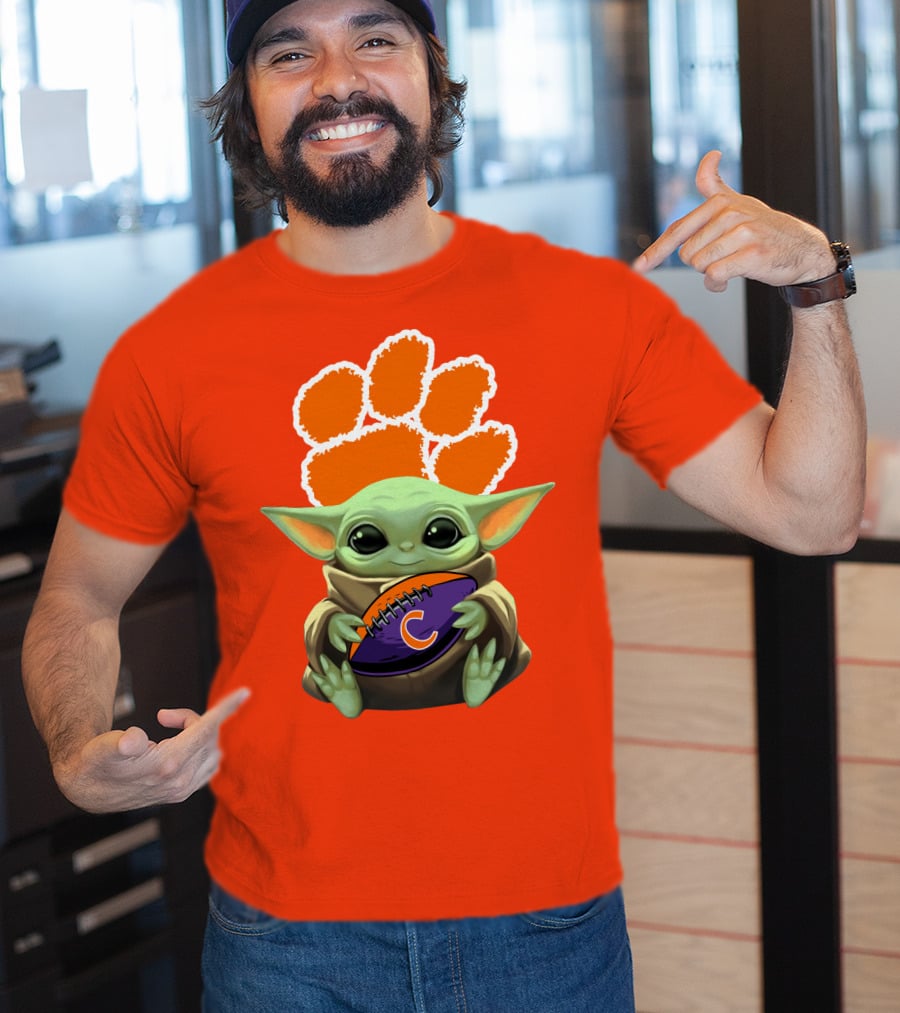 Clemson Tigers Baby Yoda Football Fan T-Shirt