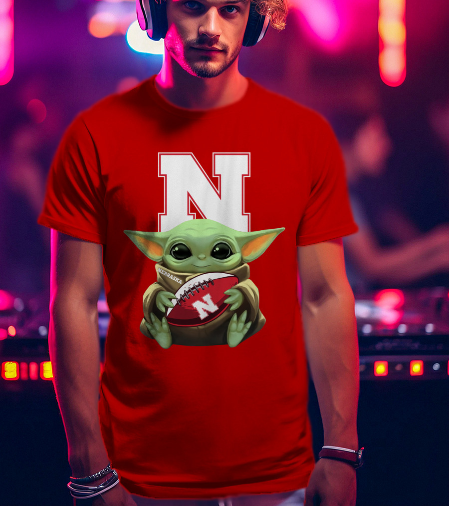 Baby Yoda Nebraska Cornhuskers Football Fan Icon With N T-Shirt