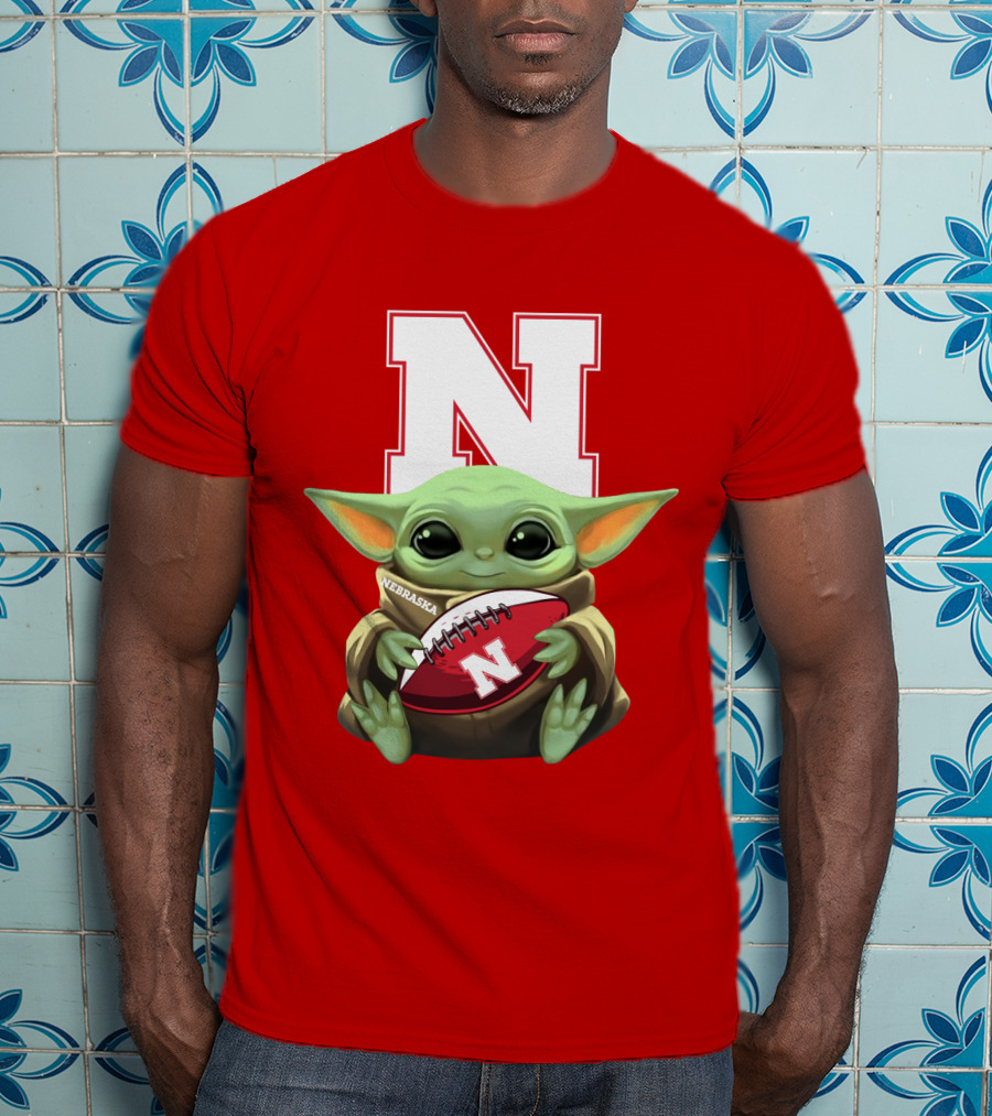 Baby Yoda Nebraska Cornhuskers Football Fan Icon With N T-Shirt
