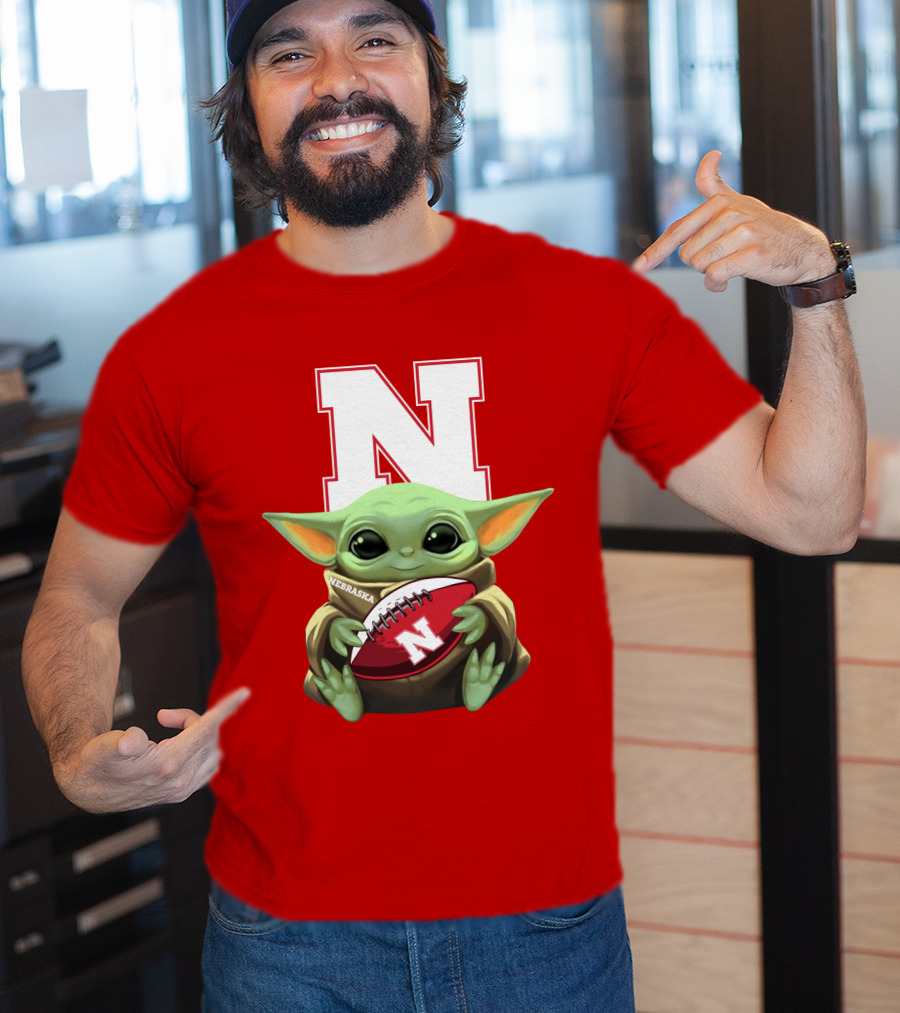 Baby Yoda Nebraska Cornhuskers Football Fan Icon With N T-Shirt