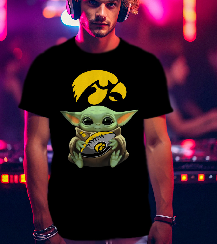 Iowa Hawkeyes Baby Yoda Football Fan T-Shirt