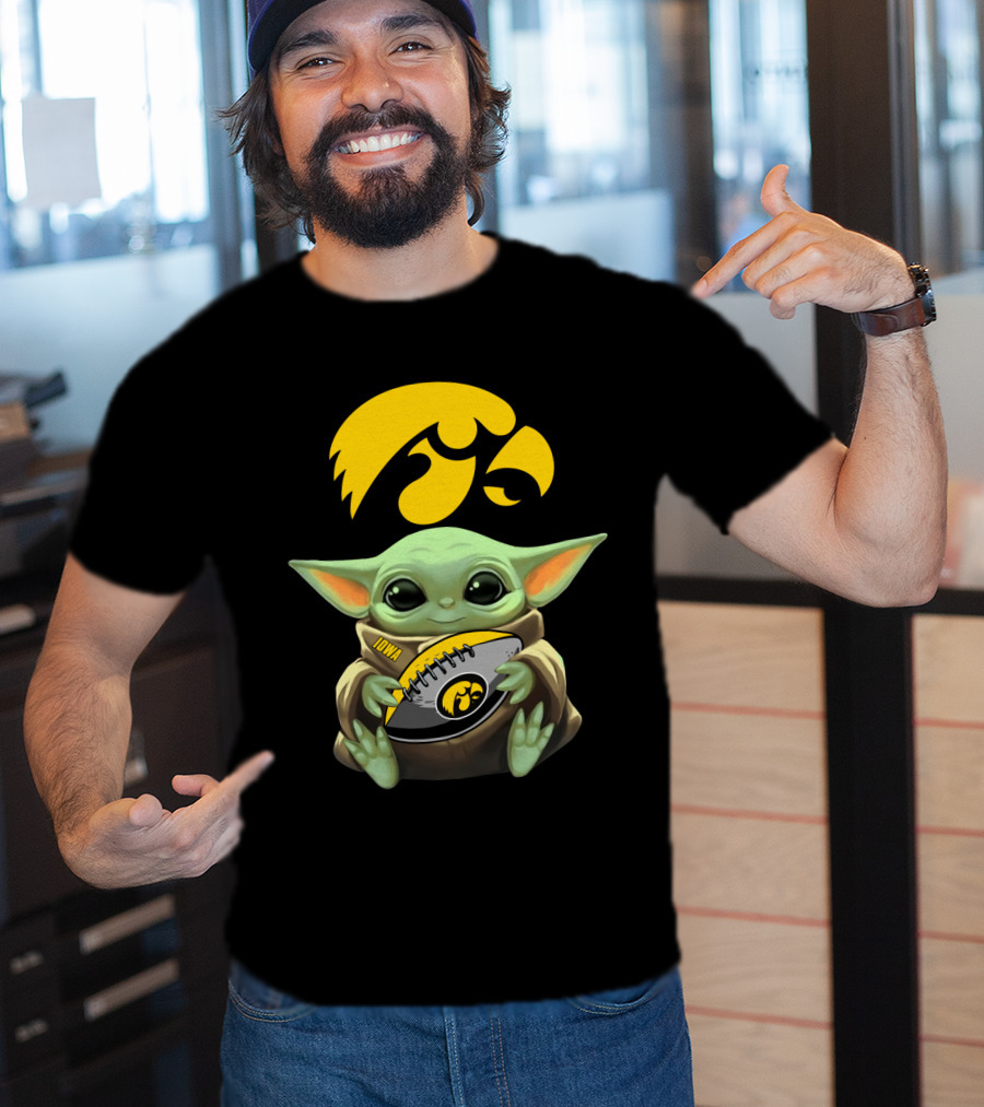 Iowa Hawkeyes Baby Yoda Football Fan T-Shirt