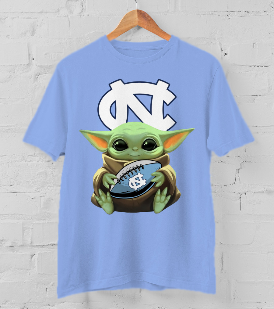 Baby Yoda UNC Tar Heels Football T-Shirt