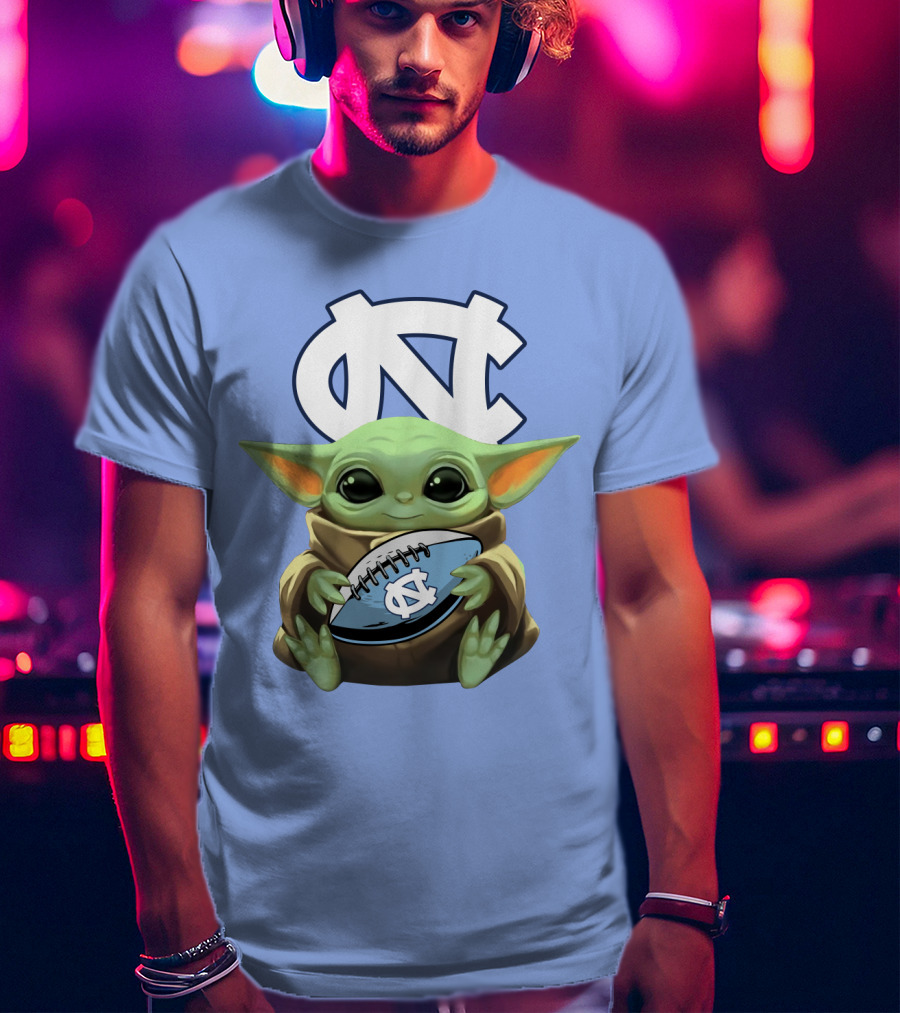 Baby Yoda UNC Tar Heels Football T-Shirt