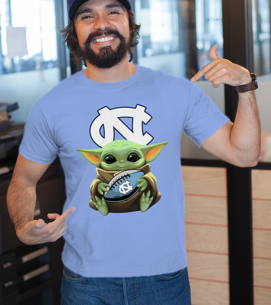 Baby Yoda UNC Tar Heels Football T-Shirt