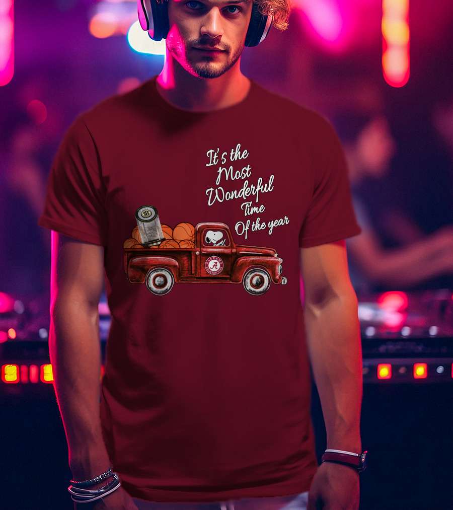It's The Most Wonderful Time Of The Year Alabama Crimson Tide Basketball Snoopy RTJ Memorial Stadium Red Truck T-Shirt