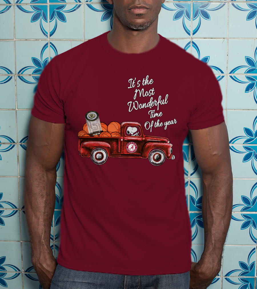 It's The Most Wonderful Time Of The Year Alabama Crimson Tide Basketball Snoopy RTJ Memorial Stadium Red Truck T-Shirt