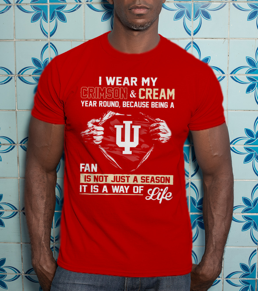 I Wear My Crimson & Cream Year Round Because Being A Fan Is Not Just A Season It Is A Way Of Life Iu T-Shirt
