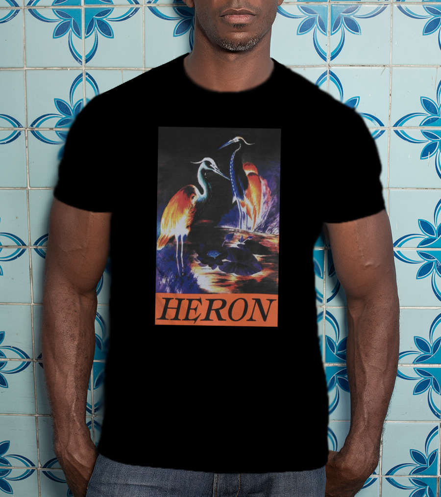 Heron Preston Vibrant Herons Wildlife Scene T-Shirt
