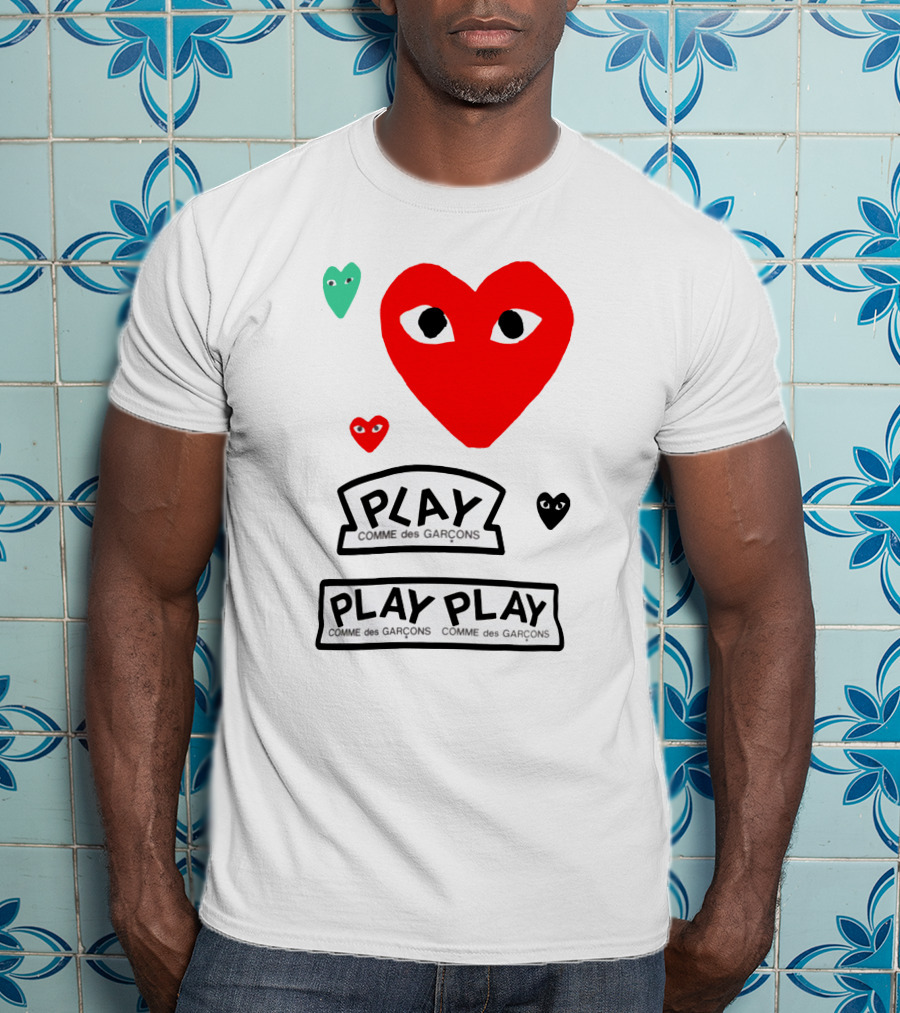 PLAY Comme Des Garçons Heart Faces T-Shirt