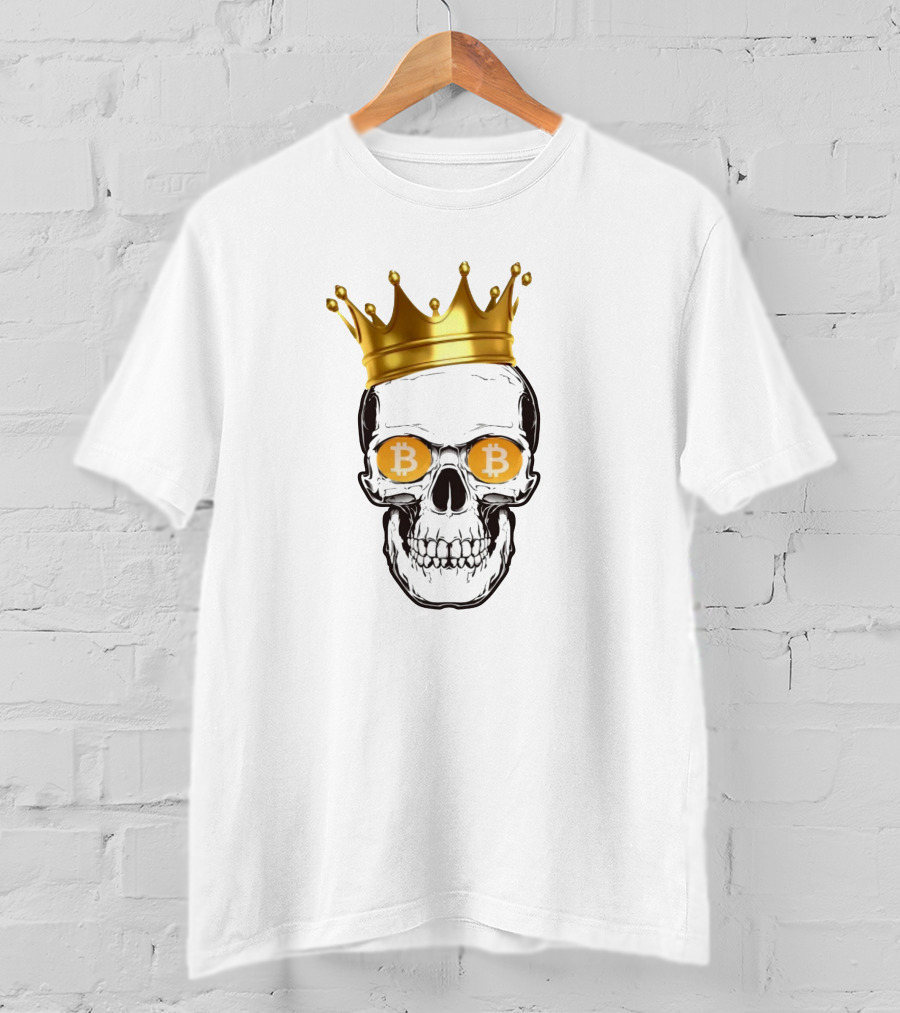The King Of Bitcoin Skull With Crown And Bitcoin Eyes T-Shirt