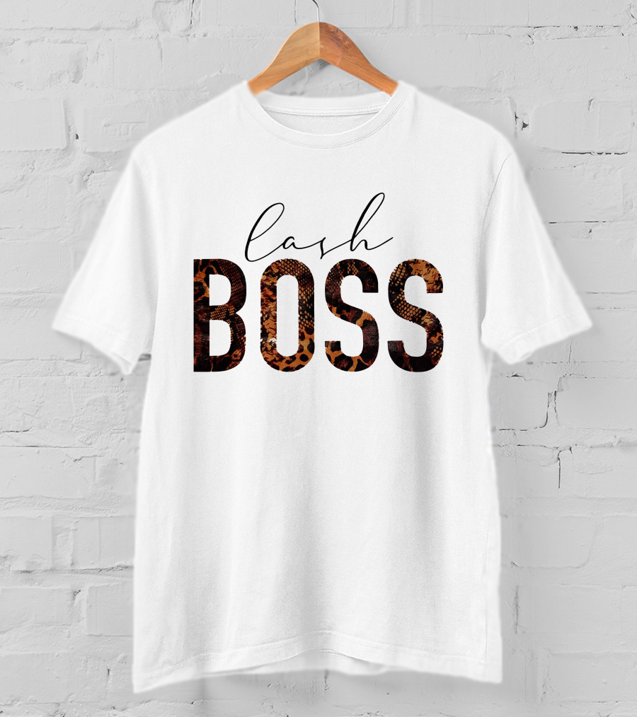 Lash Boss Snake Pattern Text T-Shirt